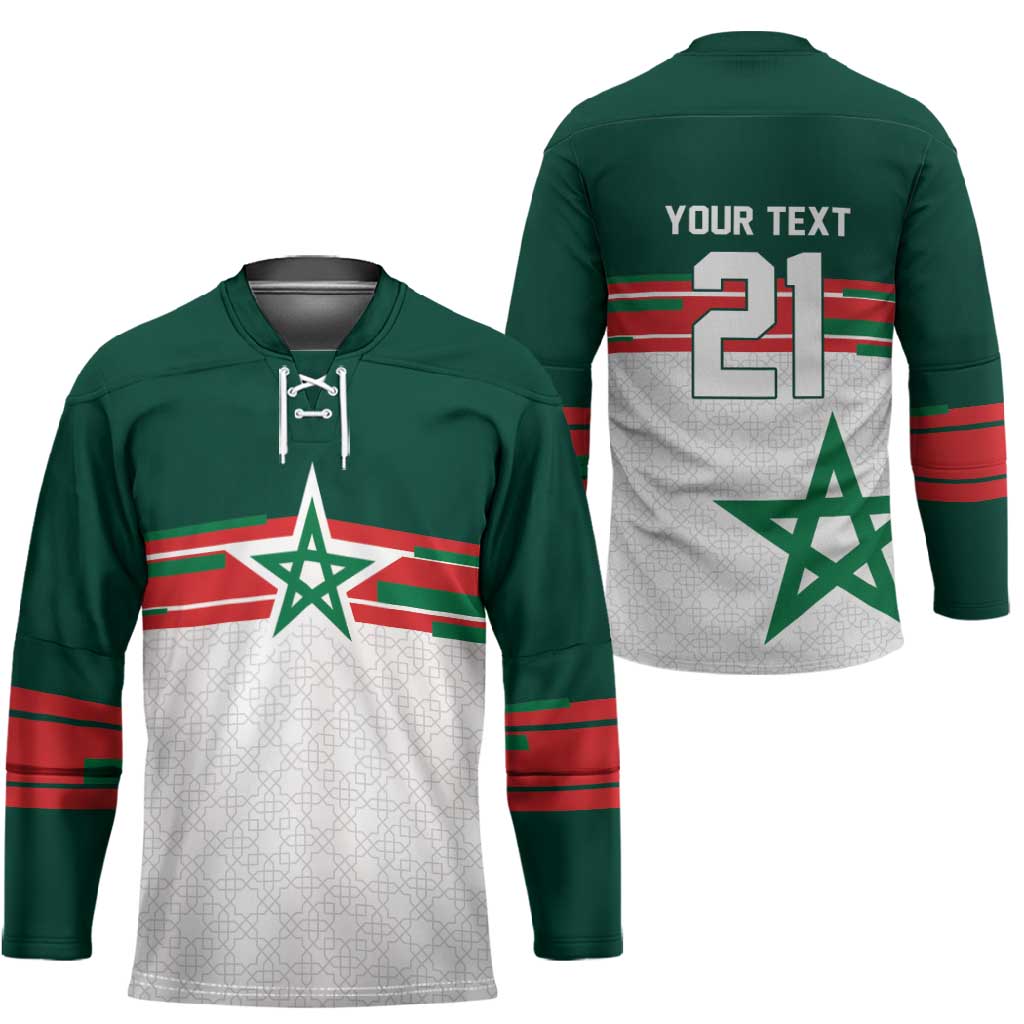 World Football 2026 Morocco Custom Hockey Jersey African Geometric White Pattern - African Pride