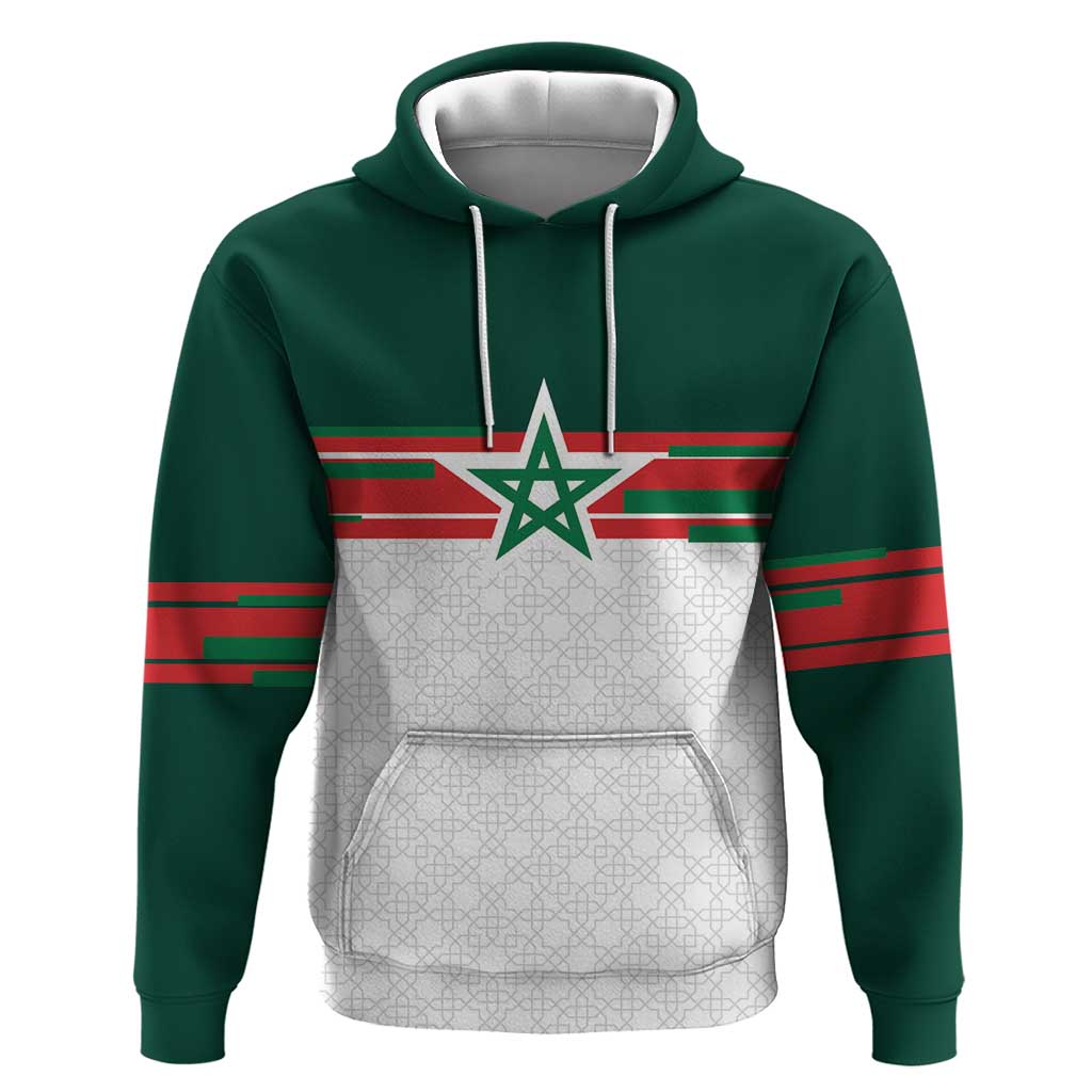 World Football 2026 Morocco Custom Hoodie African Geometric White Pattern - African Pride