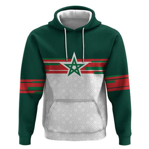 World Football 2026 Morocco Custom Hoodie African Geometric White Pattern - African Pride