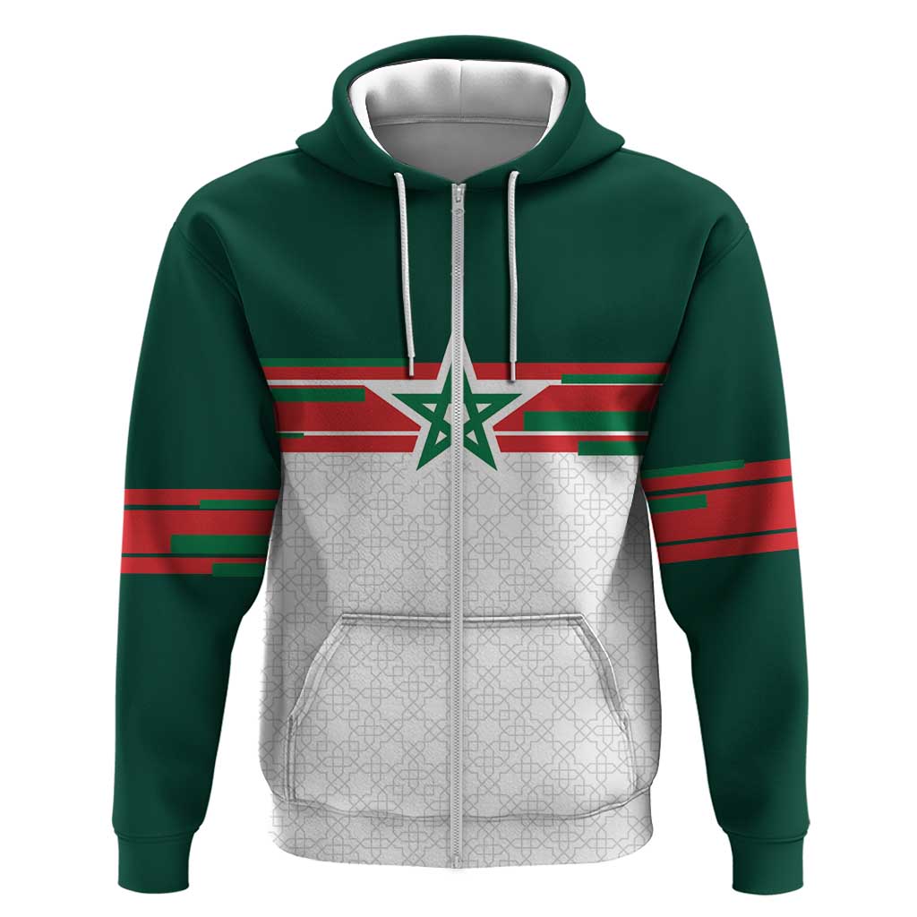 World Football 2026 Morocco Custom Hoodie African Geometric White Pattern - African Pride