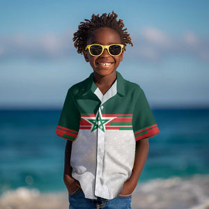 World Football 2026 Morocco Custom Kid Hawaiian Shirt African Geometric White Pattern - African Pride