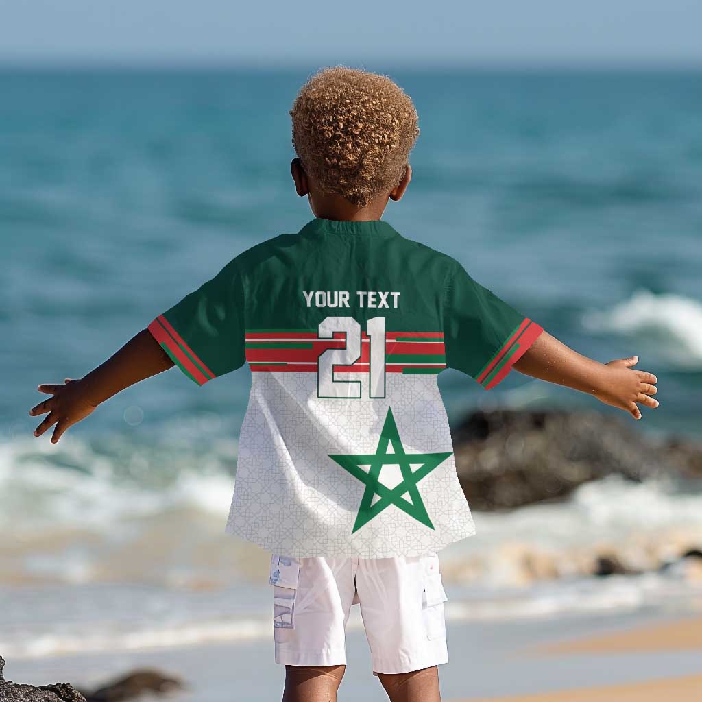 World Football 2026 Morocco Custom Kid Hawaiian Shirt African Geometric White Pattern - African Pride