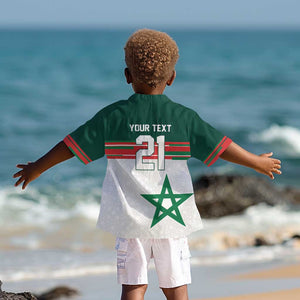 World Football 2026 Morocco Custom Kid Hawaiian Shirt African Geometric White Pattern - African Pride