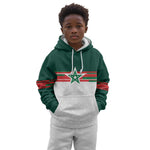 World Football 2026 Morocco Custom Kid Hoodie African Geometric White Pattern - African Pride