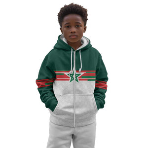 World Football 2026 Morocco Custom Kid Hoodie African Geometric White Pattern - African Pride