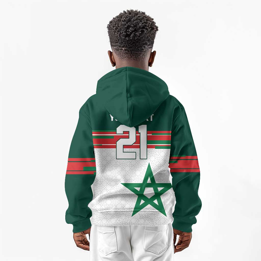 World Football 2026 Morocco Custom Kid Hoodie African Geometric White Pattern - African Pride