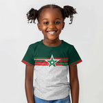 World Football 2026 Morocco Custom Kid T shirt African Geometric White Pattern - African Pride