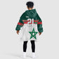World Football 2026 Morocco Custom Kid Wearable Blanket Hoodie African Geometric White Pattern - African Pride