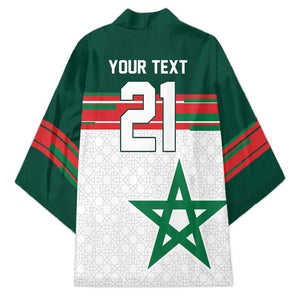 World Football 2026 Morocco Custom Kimono African Geometric White Pattern - African Pride