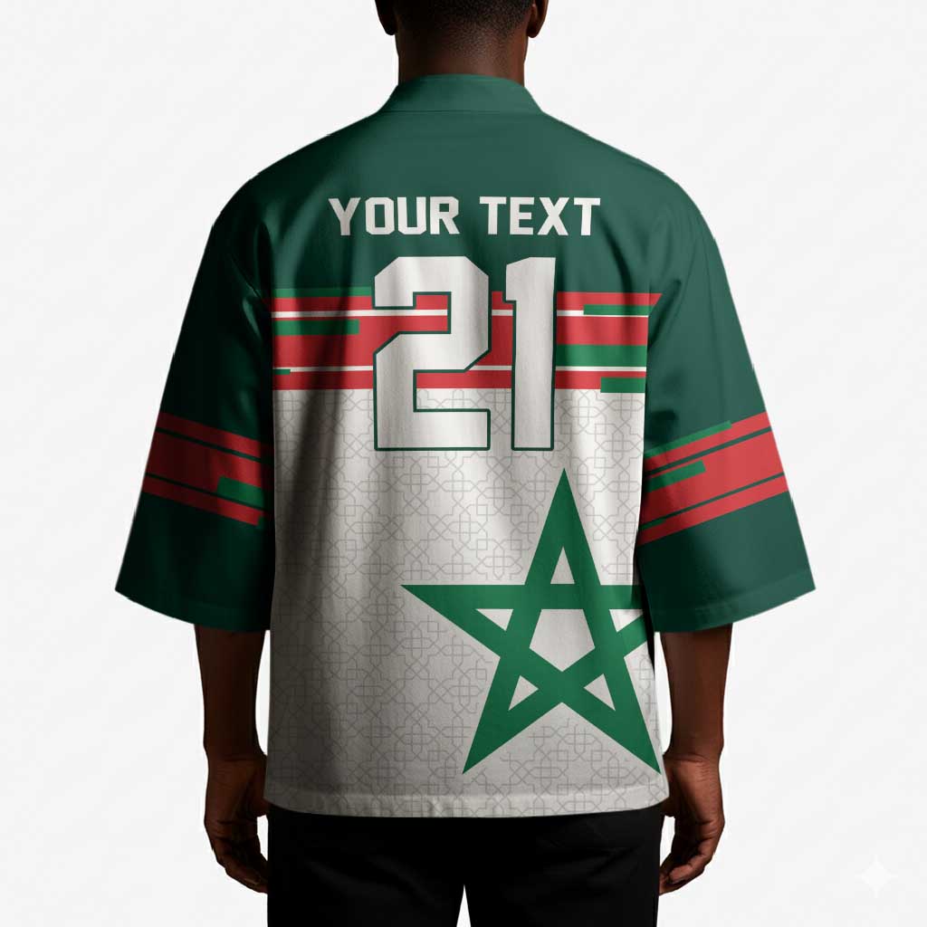 World Football 2026 Morocco Custom Kimono African Geometric White Pattern - African Pride