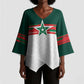 World Football 2026 Morocco Custom Kimono Sleeve Blouse African Geometric White Pattern - African Pride