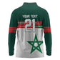 World Football 2026 Morocco Custom Long Sleeve Polo Shirt African Geometric White Pattern - African Pride