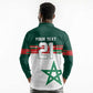 World Football 2026 Morocco Custom Long Sleeve Polo Shirt African Geometric White Pattern - African Pride