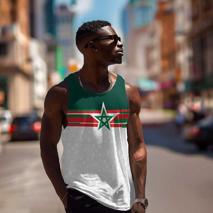 World Football 2026 Morocco Custom Men Tank Top African Geometric White Pattern - African Pride