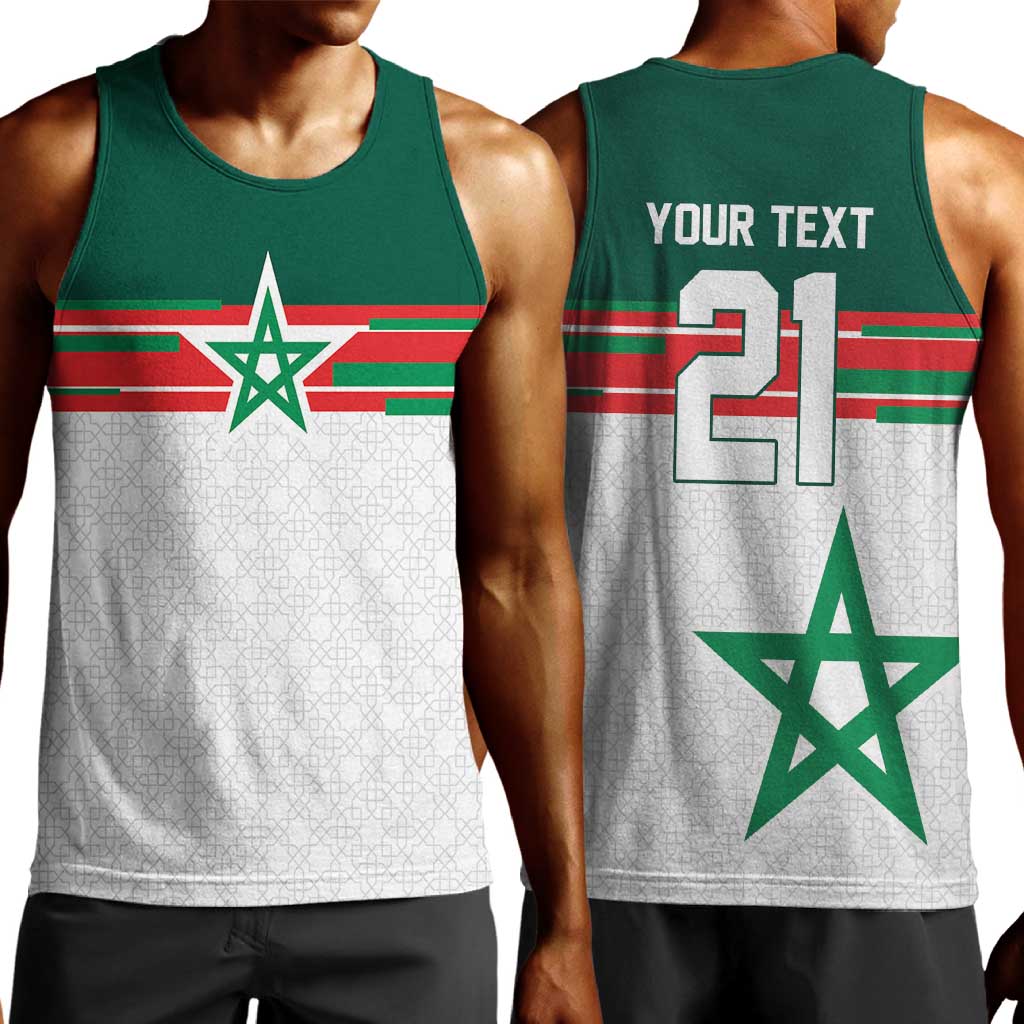 World Football 2026 Morocco Custom Men Tank Top African Geometric White Pattern - African Pride