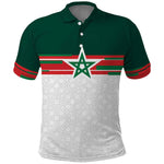 World Football 2026 Morocco Custom Polo Shirt African Geometric White Pattern - African Pride