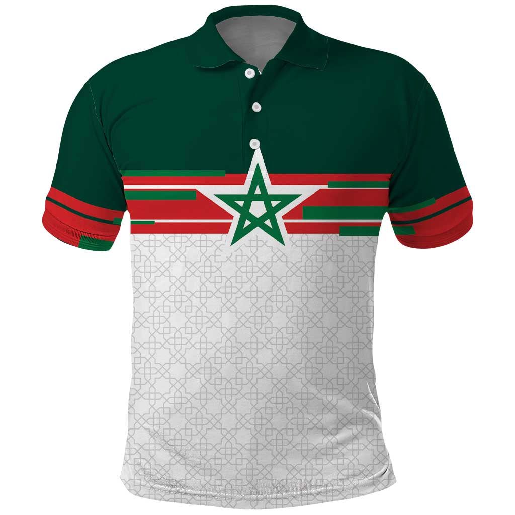 World Football 2026 Morocco Custom Polo Shirt African Geometric White Pattern LT9