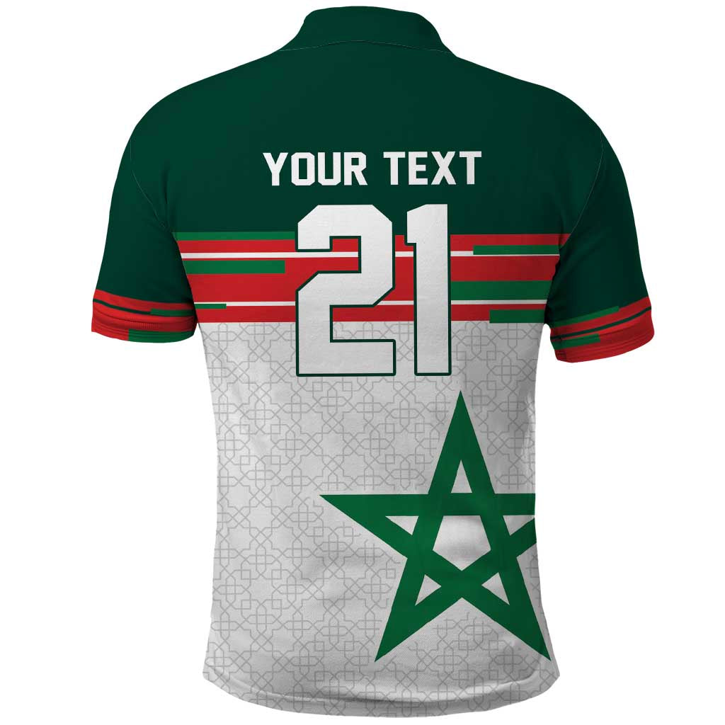 World Football 2026 Morocco Custom Polo Shirt African Geometric White Pattern - African Pride