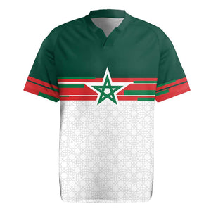 World Football 2026 Morocco Custom Rugby Jersey African Geometric White Pattern - African Pride
