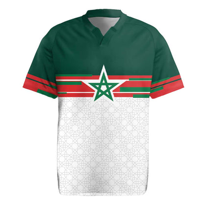 World Football 2026 Morocco Custom Rugby Jersey African Geometric White Pattern - African Pride