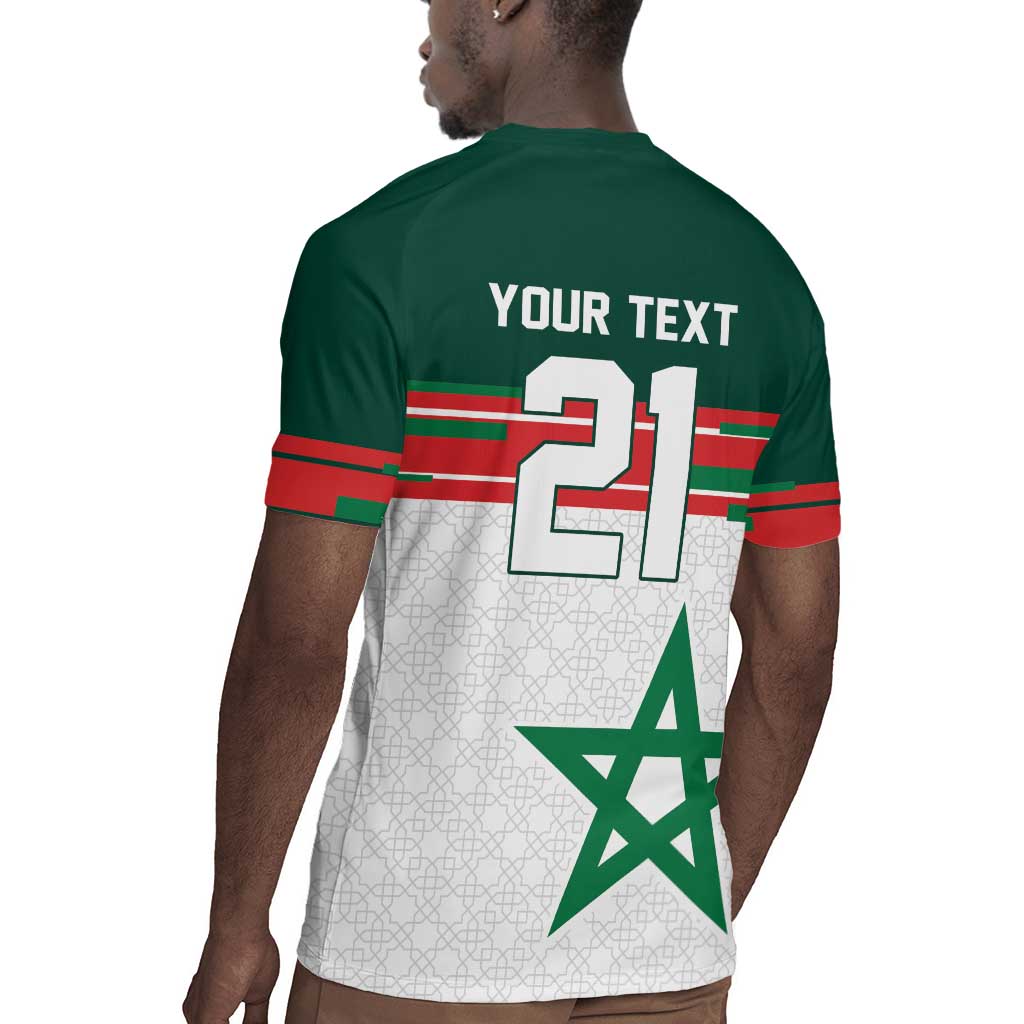 World Football 2026 Morocco Custom Rugby Jersey African Geometric White Pattern - African Pride