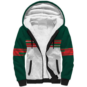 World Football 2026 Morocco Custom Sherpa Hoodie African Geometric White Pattern - African Pride