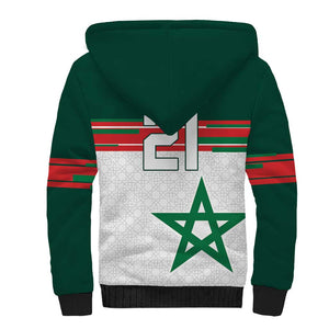 World Football 2026 Morocco Custom Sherpa Hoodie African Geometric White Pattern - African Pride
