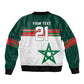 World Football 2026 Morocco Custom Sleeve Zip Bomber Jacket African Geometric White Pattern - African Pride