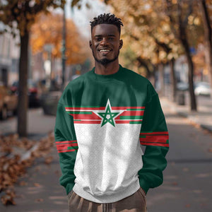 World Football 2026 Morocco Custom Sweatshirt African Geometric White Pattern - African Pride