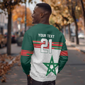 World Football 2026 Morocco Custom Sweatshirt African Geometric White Pattern - African Pride