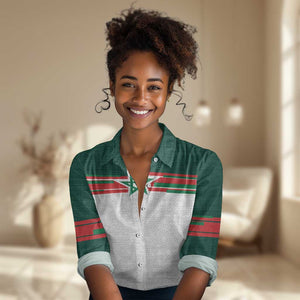 World Football 2026 Morocco Custom Women Casual Shirt African Geometric White Pattern - African Pride