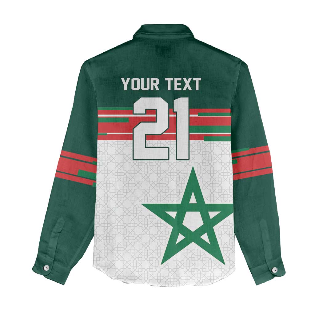 World Football 2026 Morocco Custom Women Casual Shirt African Geometric White Pattern - African Pride