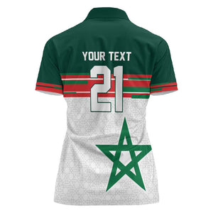 World Football 2026 Morocco Custom Women Polo Shirt African Geometric White Pattern - African Pride