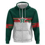 World Football 2026 Morocco Custom Zip Hoodie African Geometric White Pattern - African Pride
