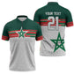 World Football 2026 Morocco Custom Zipper Polo Shirt African Geometric White Pattern - African Pride