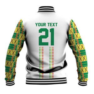 World Football 2026 Senegal Custom Baseball Jacket African Kente White Pattern - African Pride