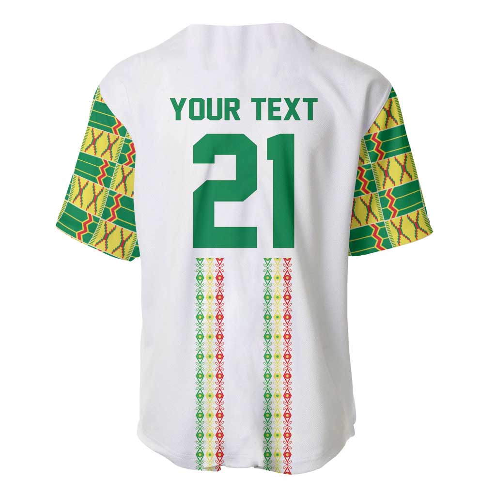 World Football 2026 Senegal Custom Baseball Jersey African Kente White Pattern - African Pride