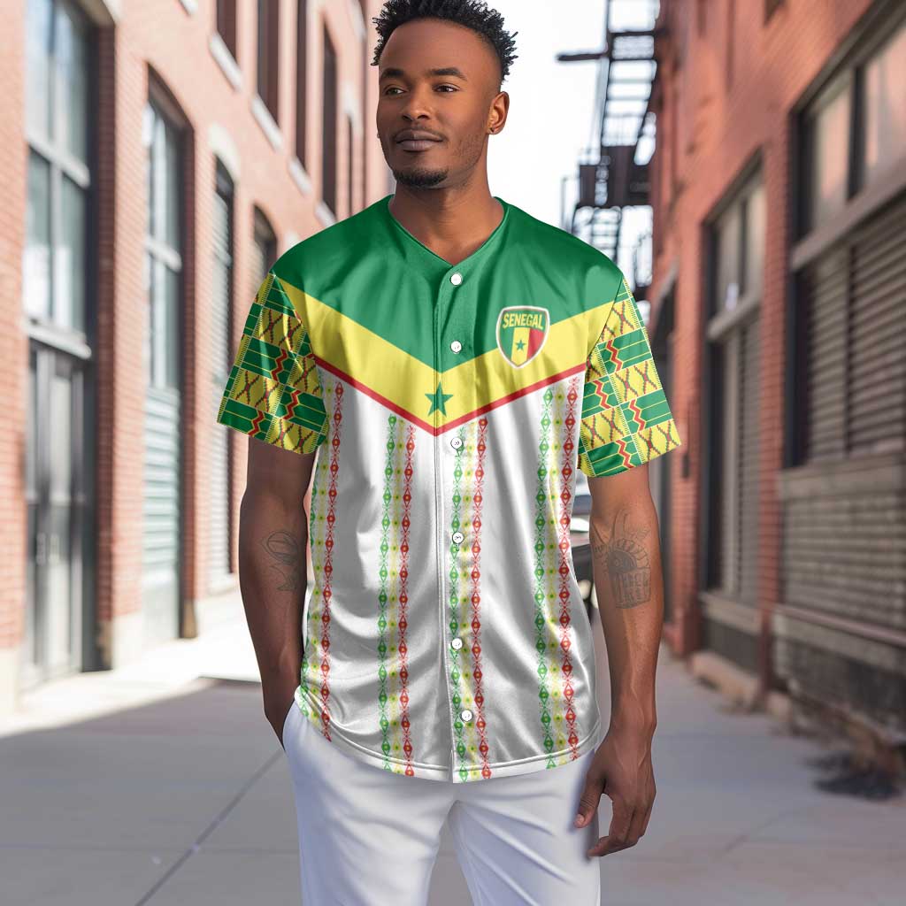 World Football 2026 Senegal Custom Baseball Jersey African Kente White Pattern - African Pride