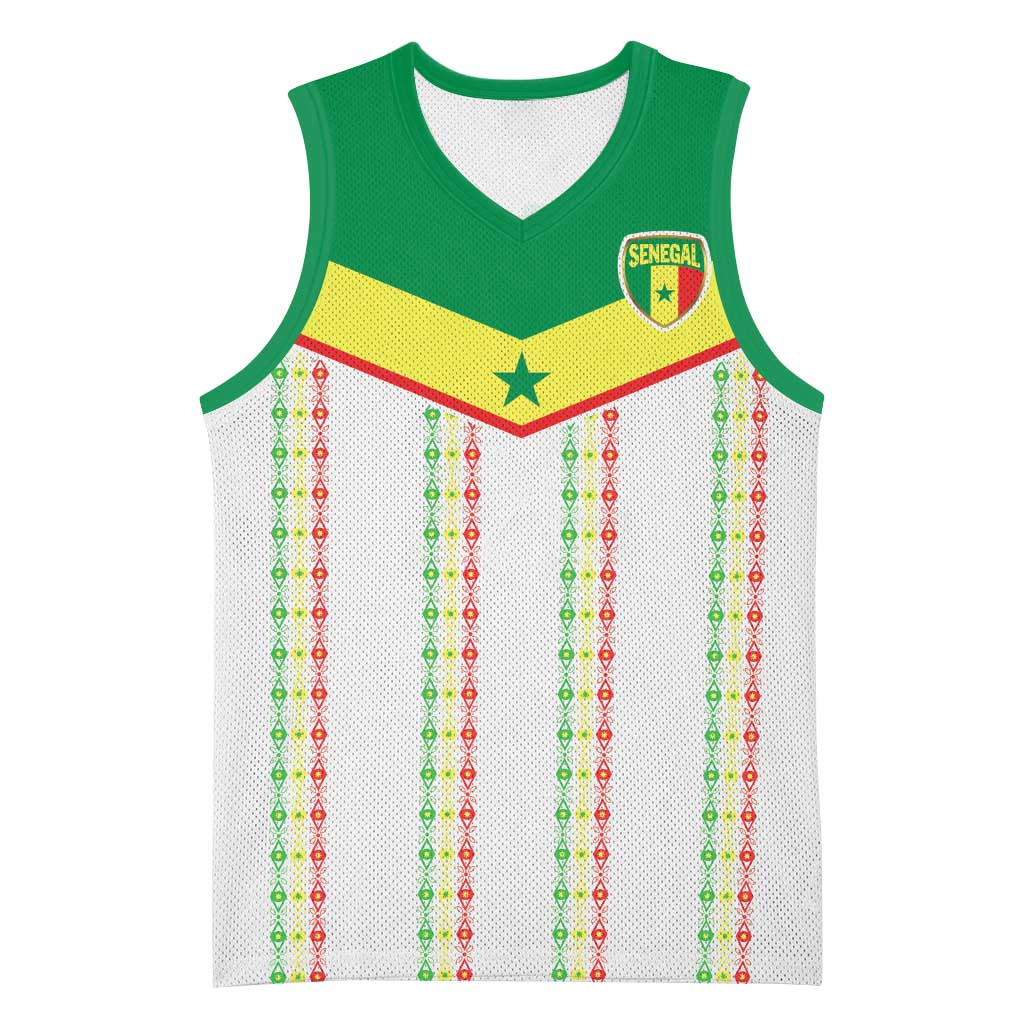 World Football 2026 Senegal Custom Basketball Jersey African Kente White Pattern - African Pride