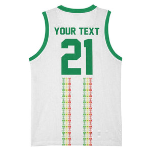 World Football 2026 Senegal Custom Basketball Jersey African Kente White Pattern - African Pride