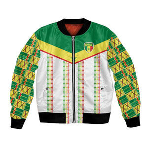 World Football 2026 Senegal Custom Bomber Jacket African Kente White Pattern - African Pride