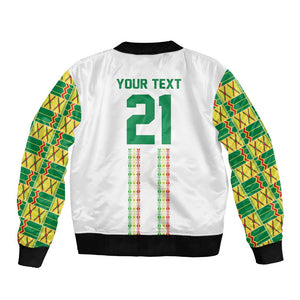 World Football 2026 Senegal Custom Bomber Jacket African Kente White Pattern - African Pride