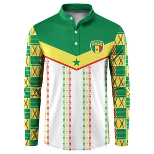 World Football 2026 Senegal Custom Button Sweatshirt African Kente White Pattern