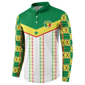 World Football 2026 Senegal Custom Button Sweatshirt African Kente White Pattern