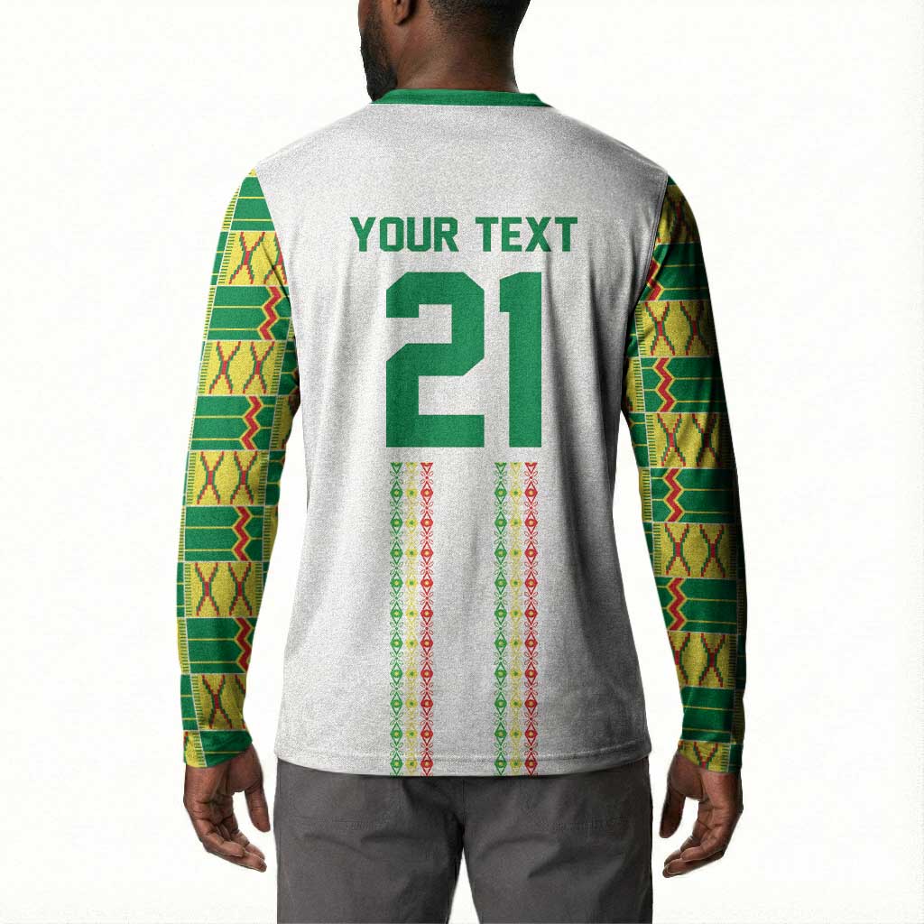 World Football 2026 Senegal Custom Button Sweatshirt African Kente White Pattern