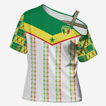 World Football 2026 Senegal Custom Cross Shoulder Shirt African Kente White Pattern - African Pride