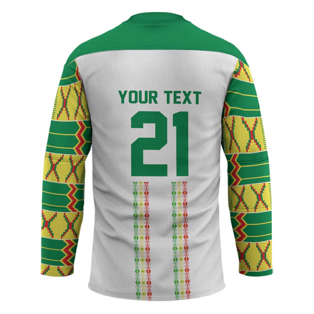 World Football 2026 Senegal Custom Hockey Jersey African Kente White Pattern - African Pride