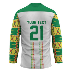 World Football 2026 Senegal Custom Hockey Jersey African Kente White Pattern - African Pride