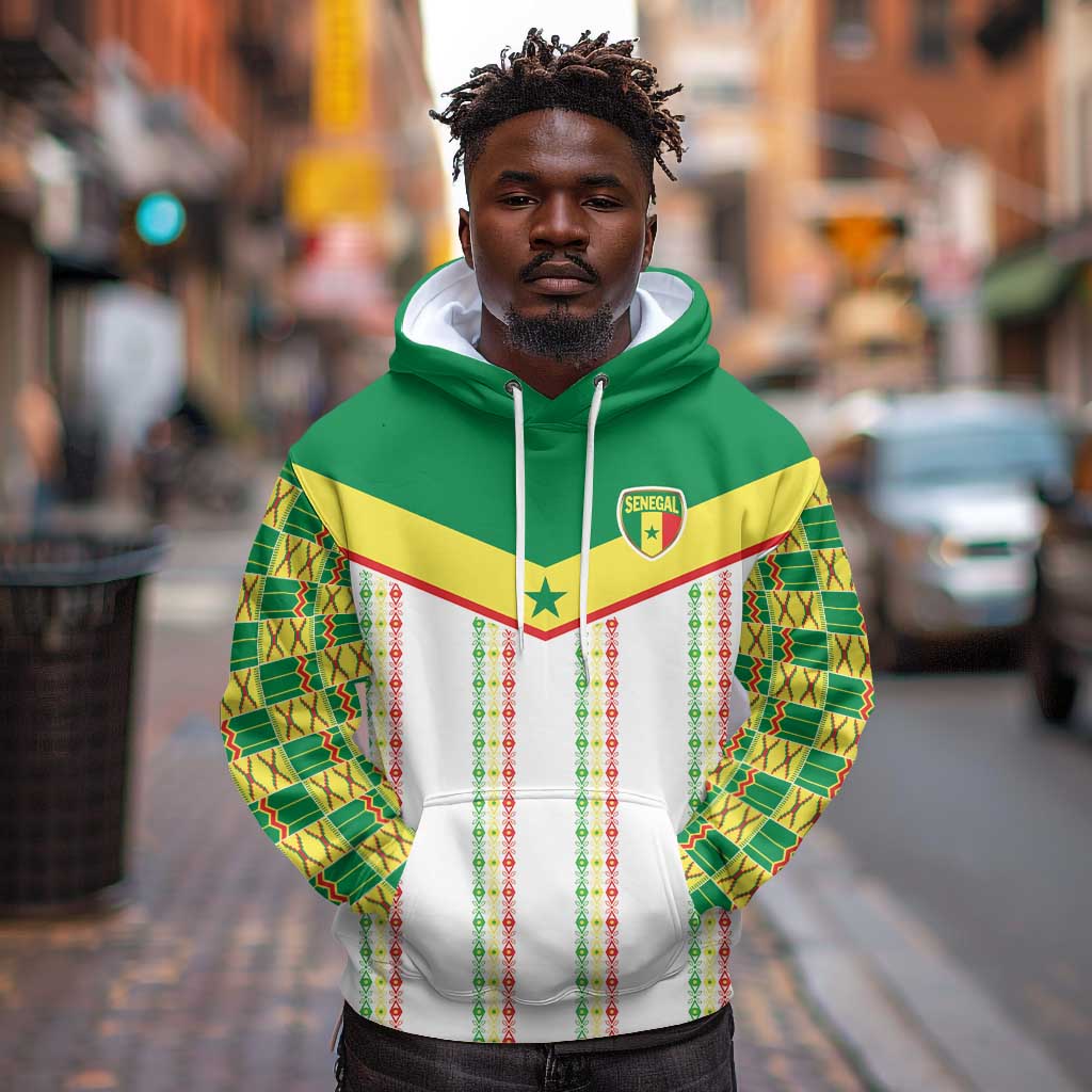 World Football 2026 Senegal Custom Hoodie African Kente White Pattern - African Pride