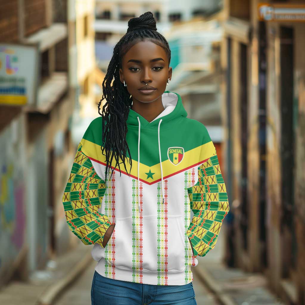 World Football 2026 Senegal Custom Hoodie African Kente White Pattern - African Pride